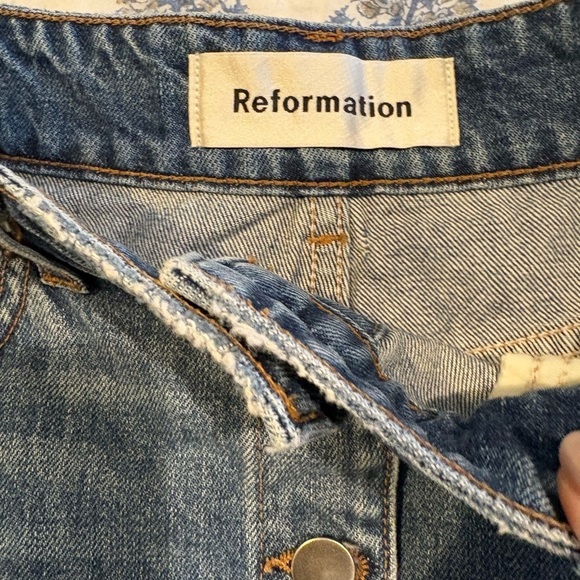 Reformation Button Front Denim Mini Skirt - Picture 5 of 12